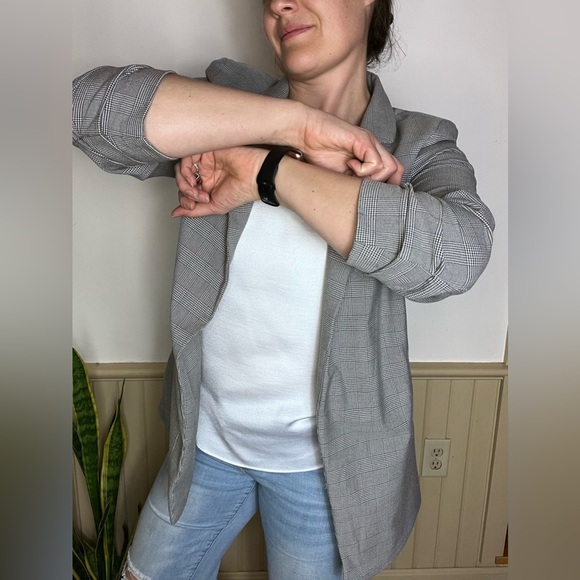 Maison d’Amelie Blazer Plaid Preppy Trending Pocket Open Jacket Women’s Sz L - Picture 4 of 9